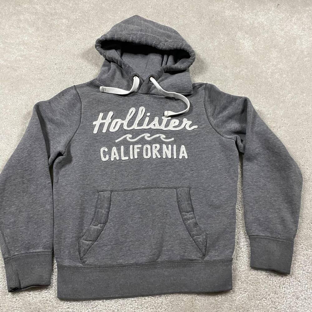 Y2K Hollister California Hoodie Mens S Gray Pullover Sweatshirt Beach Surf